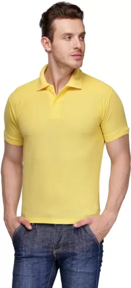 Men's Polo Neck Short Sleeve Casual Tshirt Yellow color (Pack of 1)